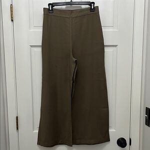 NWOT MNG Brownish Green Wide Leg Trouser Pants - Size Small